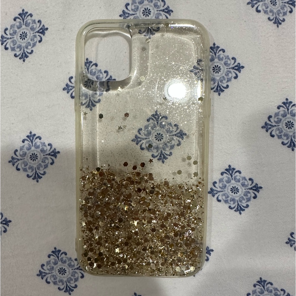 Gold tinted clear ombré glitter phone case for iPhone 11